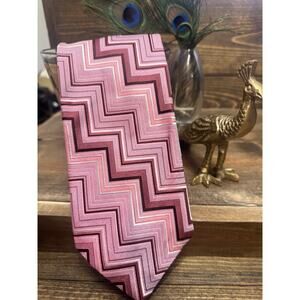 Vintage Silk Ermenegildo Zegna Made Pink Red Tie